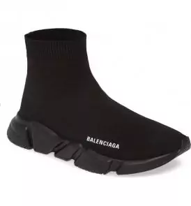 balenciaga metallic knit sock sneakers all black